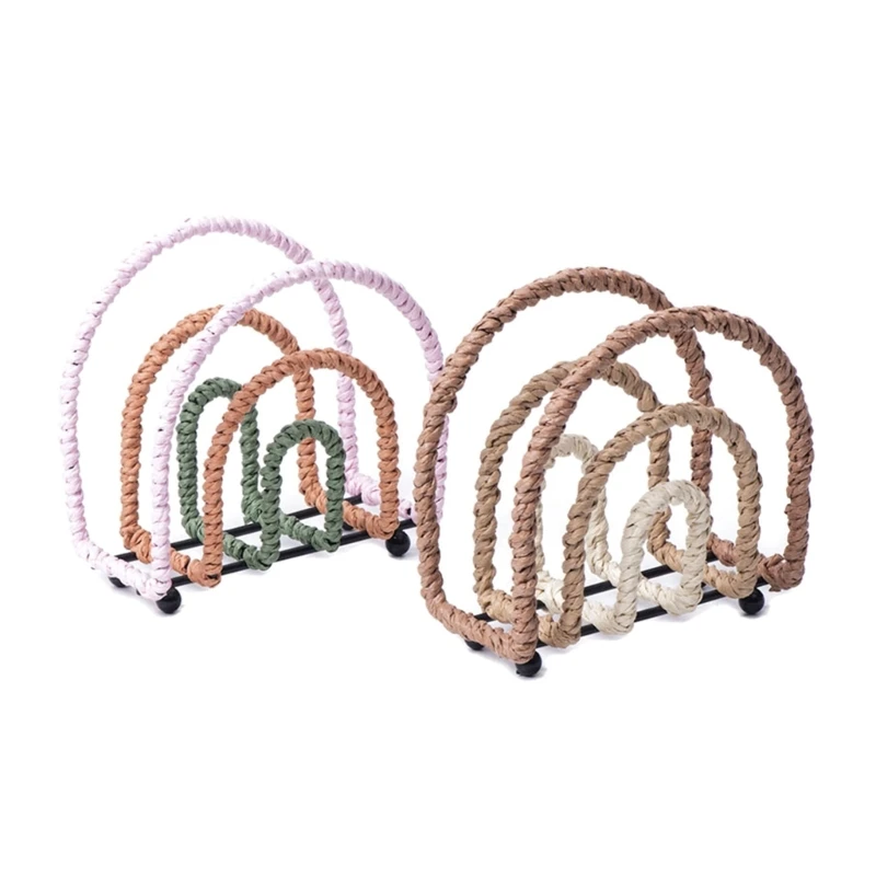 

2Pcs Hand Woven Bookend Book Holder Magazine Storage Rack Metal Bookends for Books Magazines Newspapers Letters Document