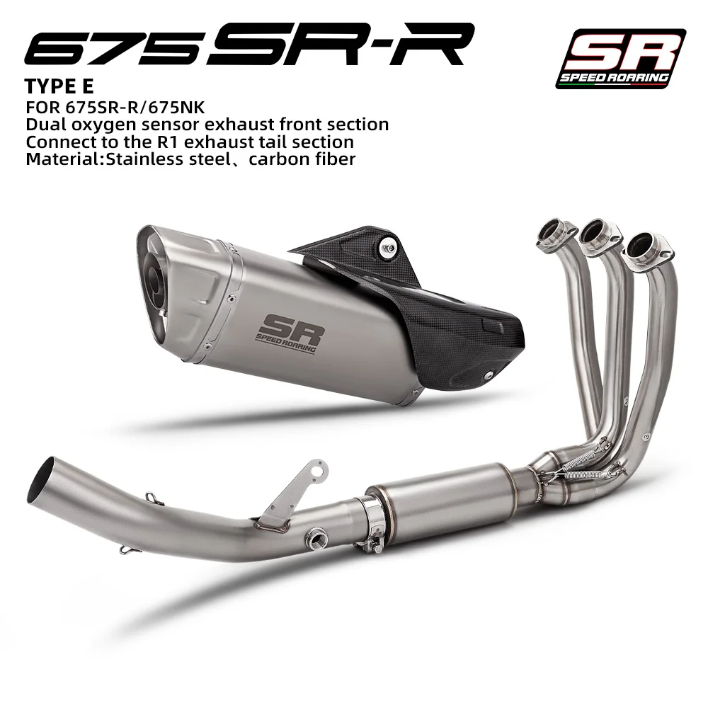 Motorcycle Exhaust System Slip On Dual Outlet Side Pipe For 675SR-R Full Complete Exhaust Muffler Modification Replacem Parts