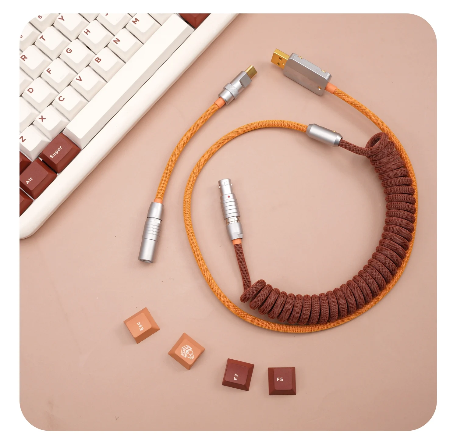 

GeekCable Handmade Customized Mechanical Keyboard Data Cable For GMK Theme SP Keycap Line Tiramisu