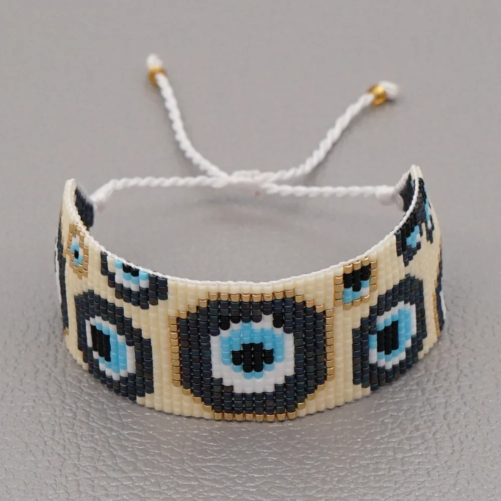 

Rice bead bracelet Devil's eye Design Originality Geometry Hand knitting Bohemia Adjustable Fashion Simple Beaded bracelet