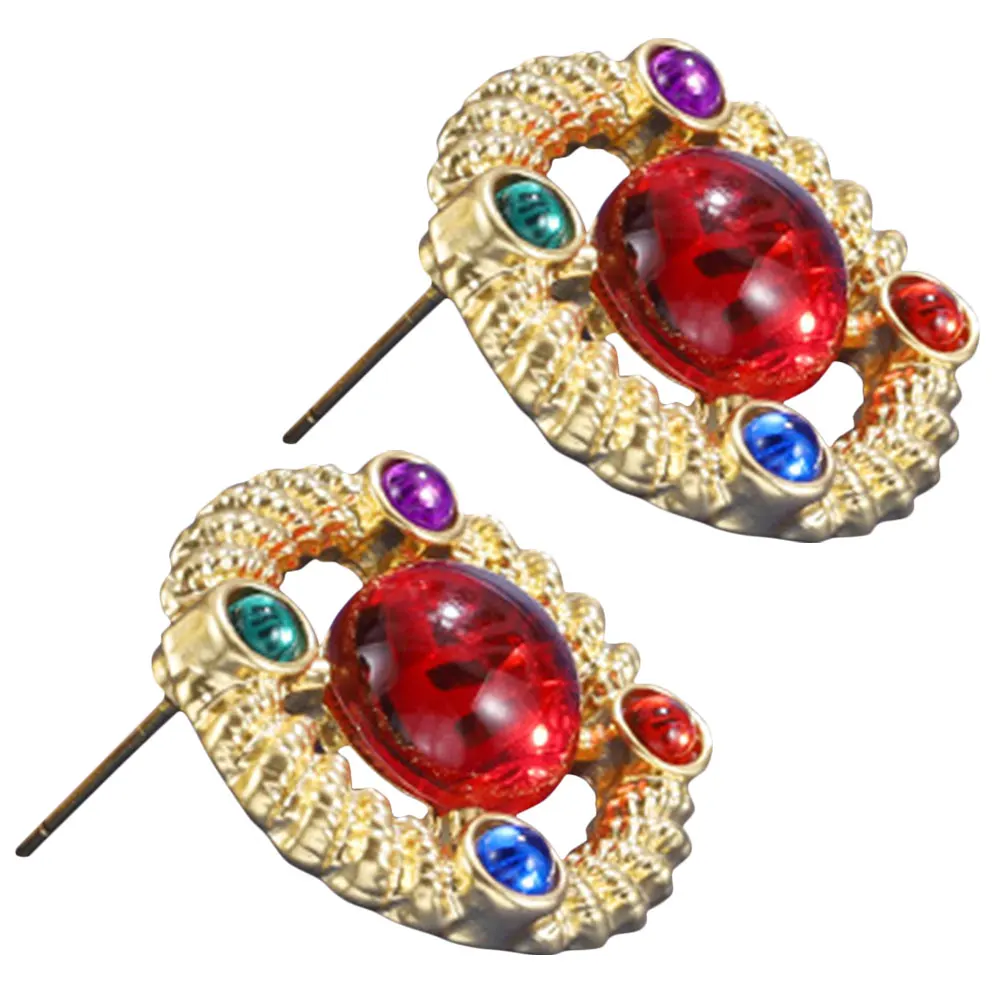 

Retro Luxury Earrings Gemstone Copper Lady Miss Vintage Ear Studs for Women Small Aesthetic Trendy