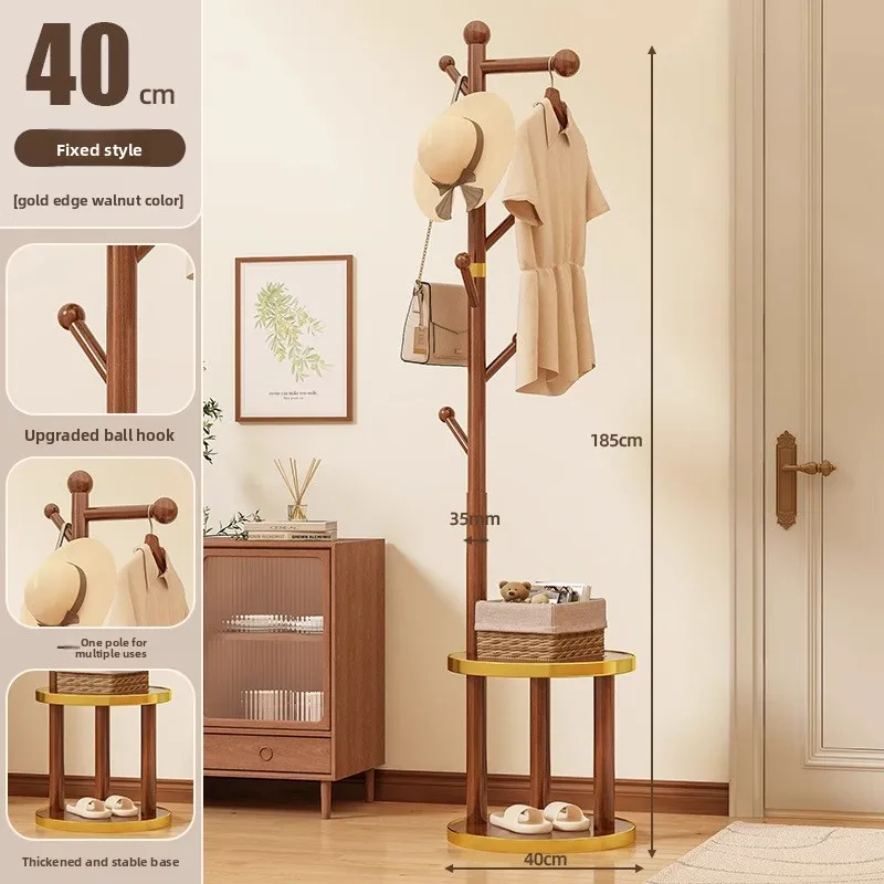 Household GoodsSolid Wood Coat Rack Home Floor Multi-functional Hanger Living Room Hanger Bedroom Bedside Clothes Rack Shelf