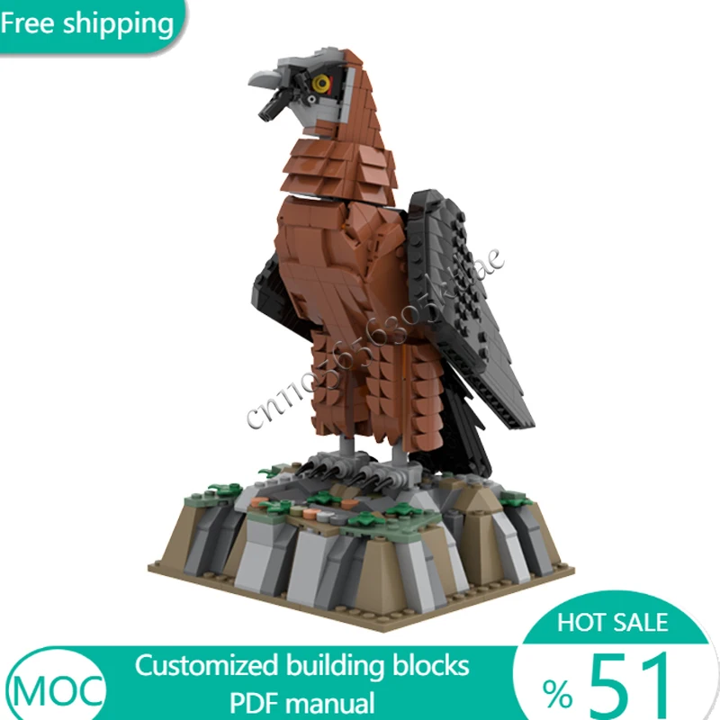 842 PCS Animal Bearded Vulture MOC Customize Modular Building Block Simple Creative Design Brick Design DIY Assembly Toy Gift