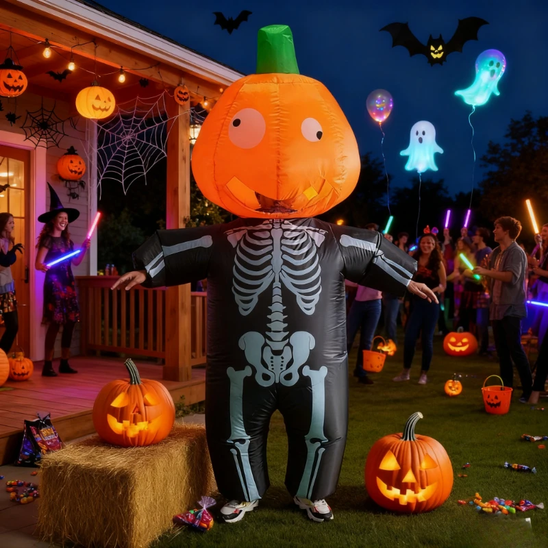 

Halloween Inflatable Pumpkin Skeleton Costume Prank horror cosplay blow up suit Halloween Christmas Mischievous funny Costume