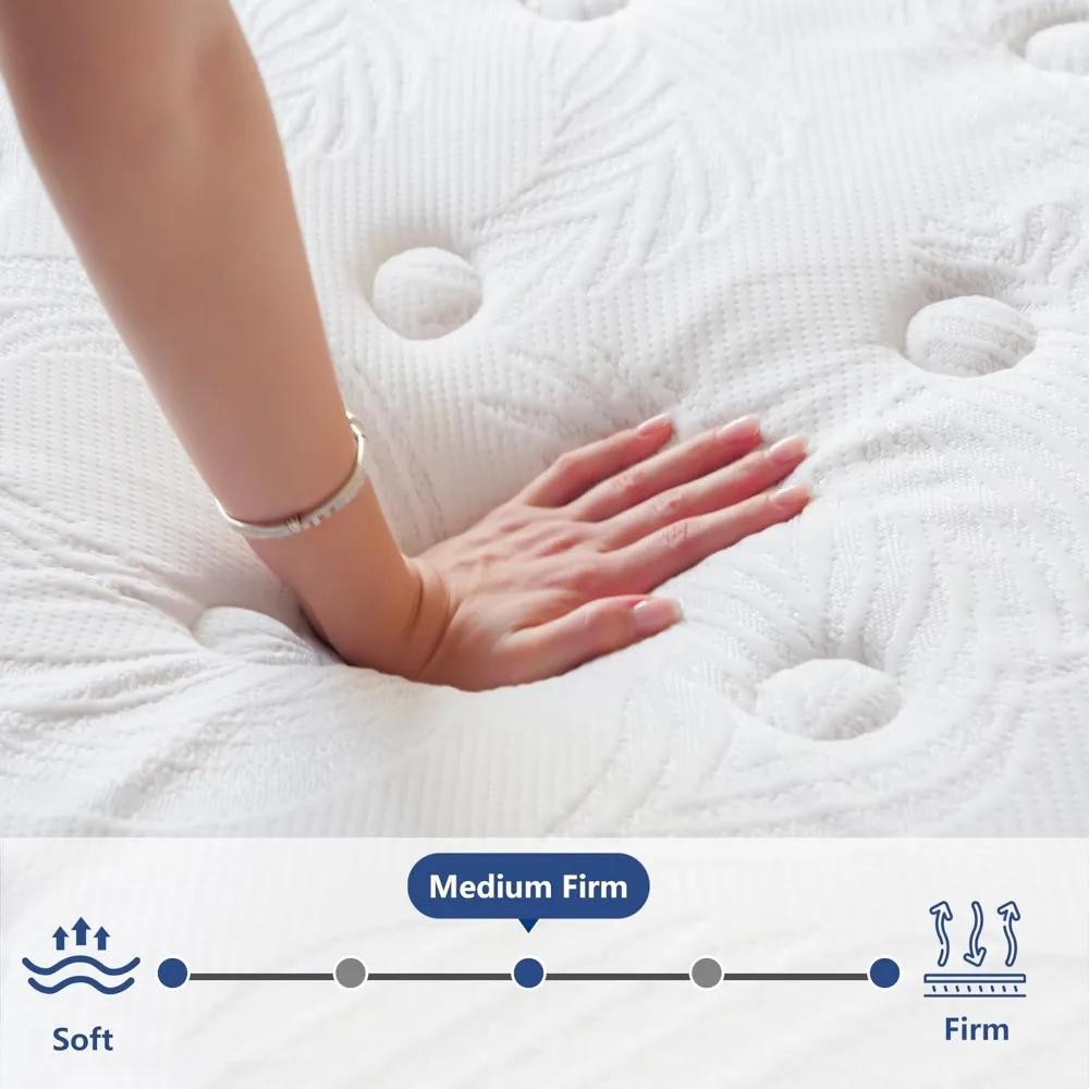 ハイブリッドメモリーフォームXLツインマットレス14インチ、快適な夜の睡眠のためのポケットコイル、中程度の硬さのマットレス（箱入り）