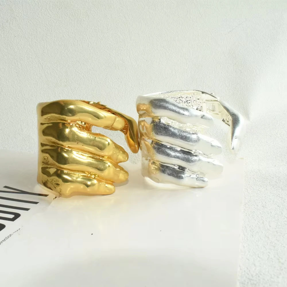 1PCS Vintage Unique Metal 5-Fingered Hand Grip Palm Ring Bracelet Fashion High-End Open Bracelet Trendy Lady Jewelry Accessory