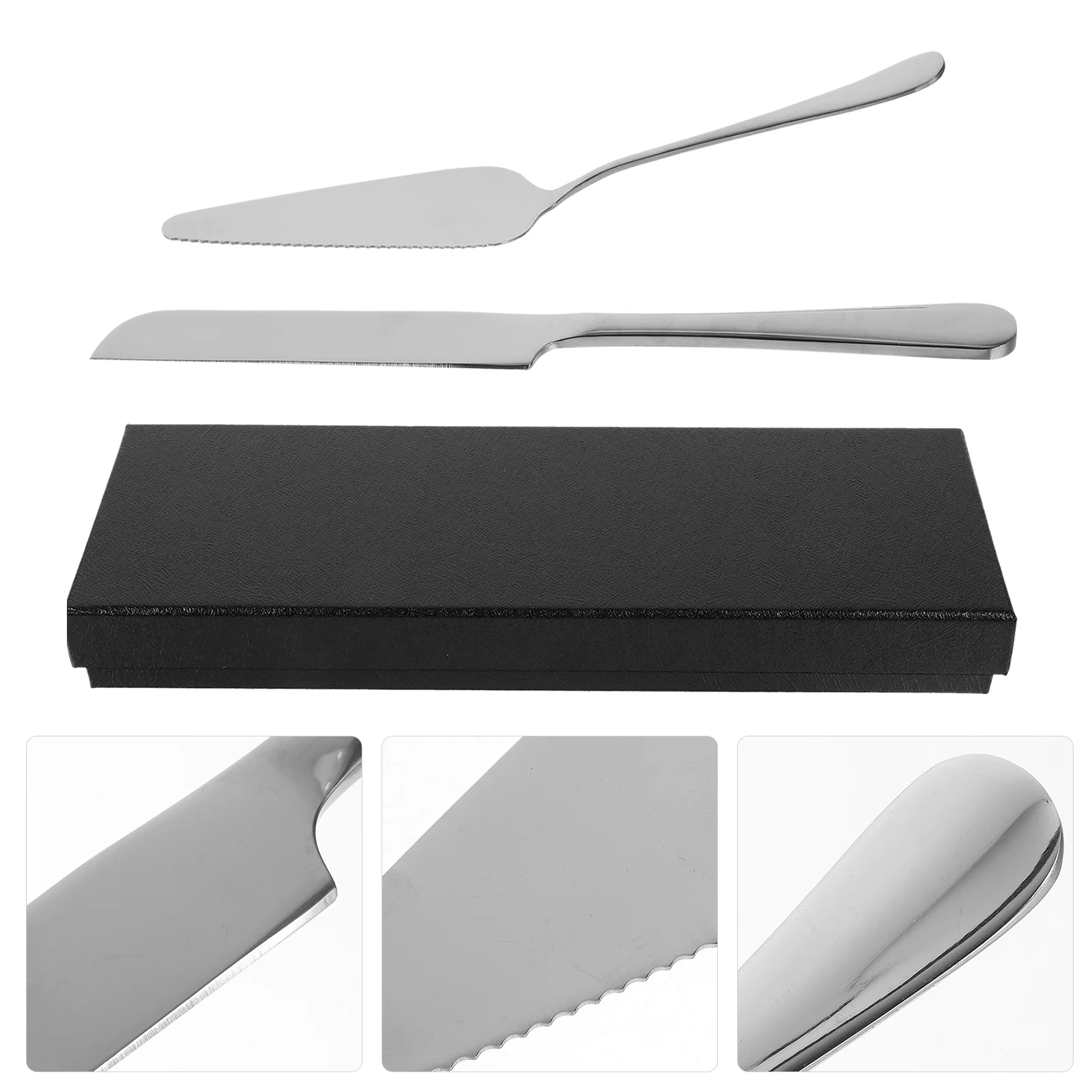 

Server Cake Knife Set Home Cooking Utensil Silver Stainless Steel Simple