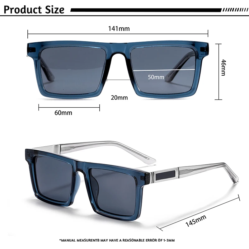 CATERSIDE Klassische quadratische optische Sonnenbrille für Herren, Retro-Design, individuelle Korrektionsbrille, Damen-Outdoor-Reisebrille – Detail 5