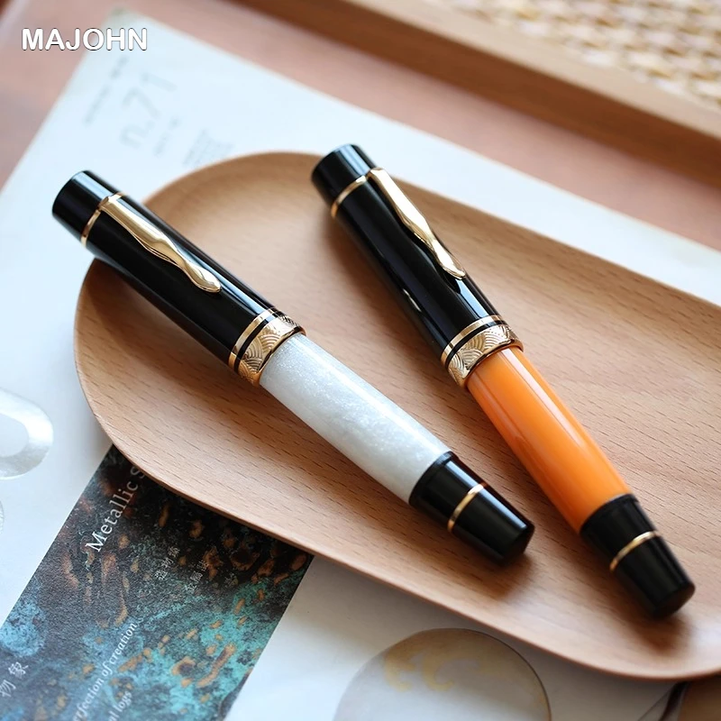 Majohn P139 Piston Resin Fountain Pen Large Capacity #8 F/M All Brass Piston System Gift Writing Pen Stationery School Supplies