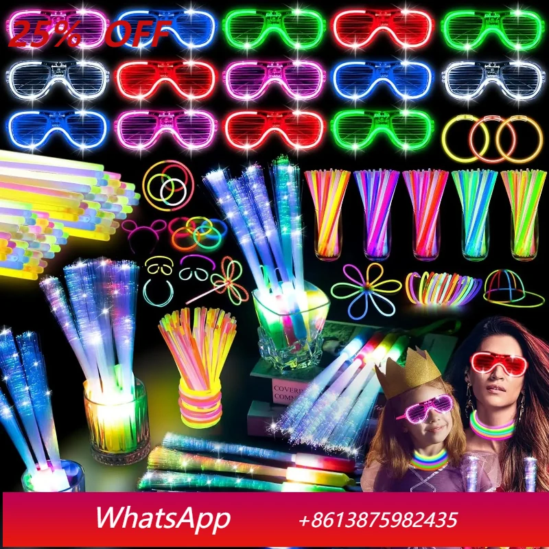 

70-240PCS Glow Party Favors Glow Fiber Optic Wands Glow Sticks LED Glasses Bracelets for Concert Neon Party Wedding Dance Floor
