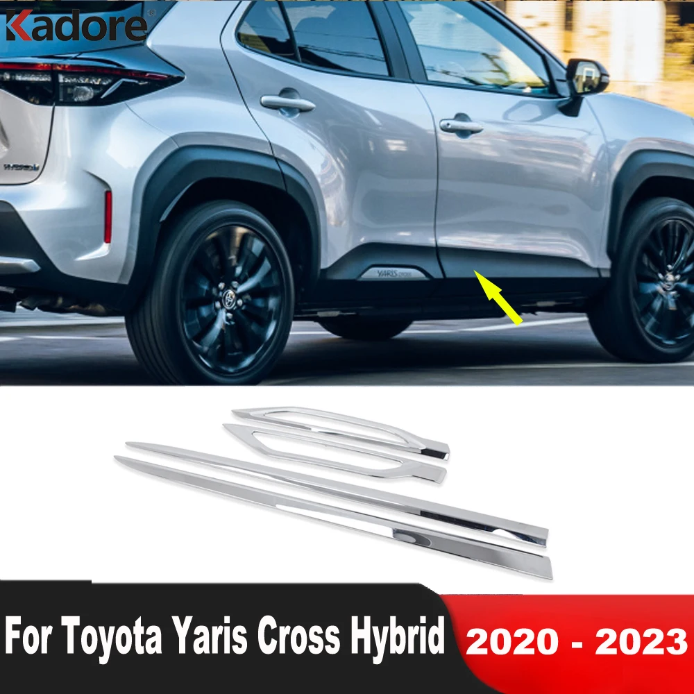 

For Toyota Yaris Cross Hybrid 2020 2021 2022 2023 Chrome Car Side Door Body Trim Door Panel Line Streamer Trims Accessories