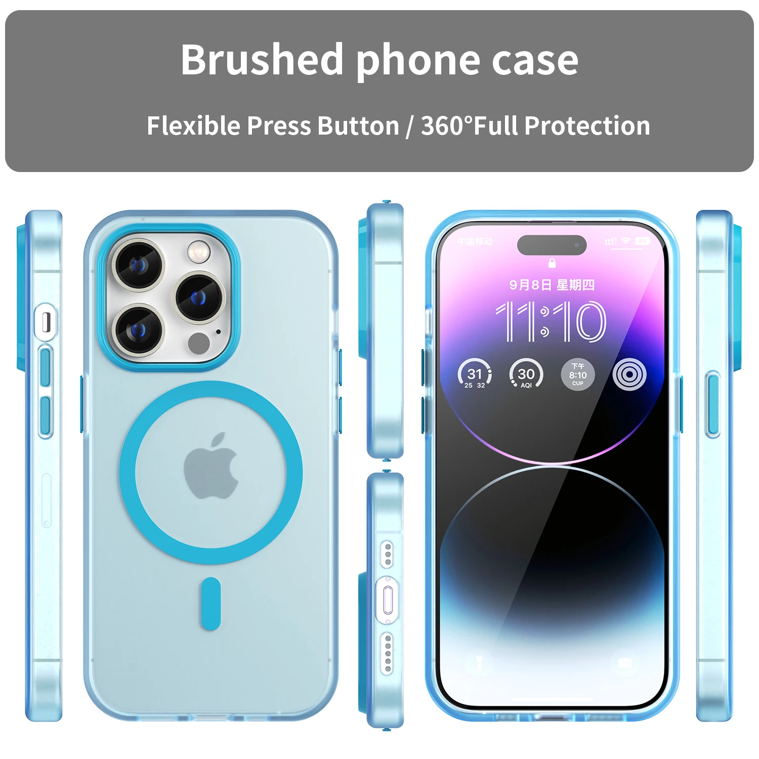 Magnetic Frosted Case for iPhone 14 Pro Max Plus Shockproof Protective PC Raised Lips Soft TPU Bumper Matte Shell Cover Funda