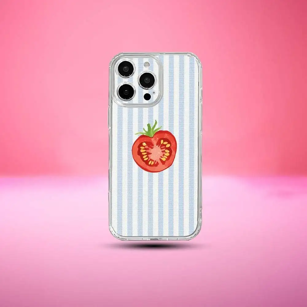 Funda de teléfono para iPhone17,16,15,14,13,12,11 Plus,Pro Max, funda transparente suave, frutas y tomates
