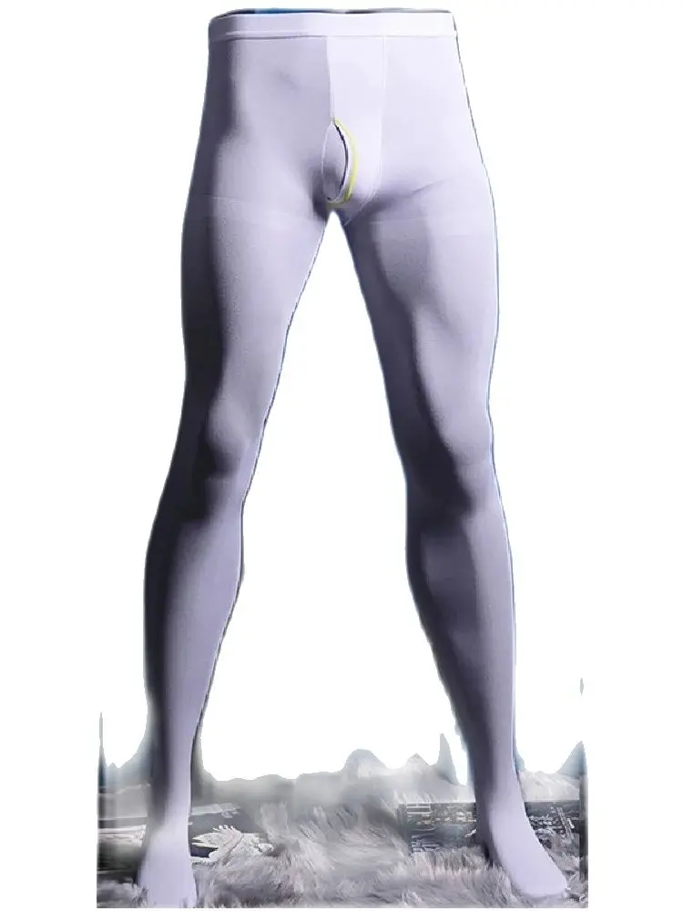 Man Sexy Underwear Sleeping Long Johns Leggings Velvet 80D Pantyhose Pyjama Trousers Lift The Hips Tights Japanese Style Pants