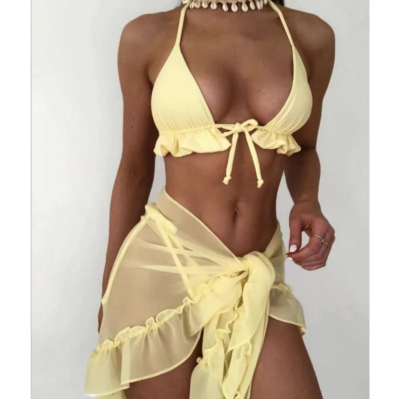 2026 مثير البيكينيات الإناث المايوه النساء ثلاث قطع ملابس السباحة الشاطئ ملابس سباحة لباس سباحة البرازيلي مجموعة البكيني بركة السباح