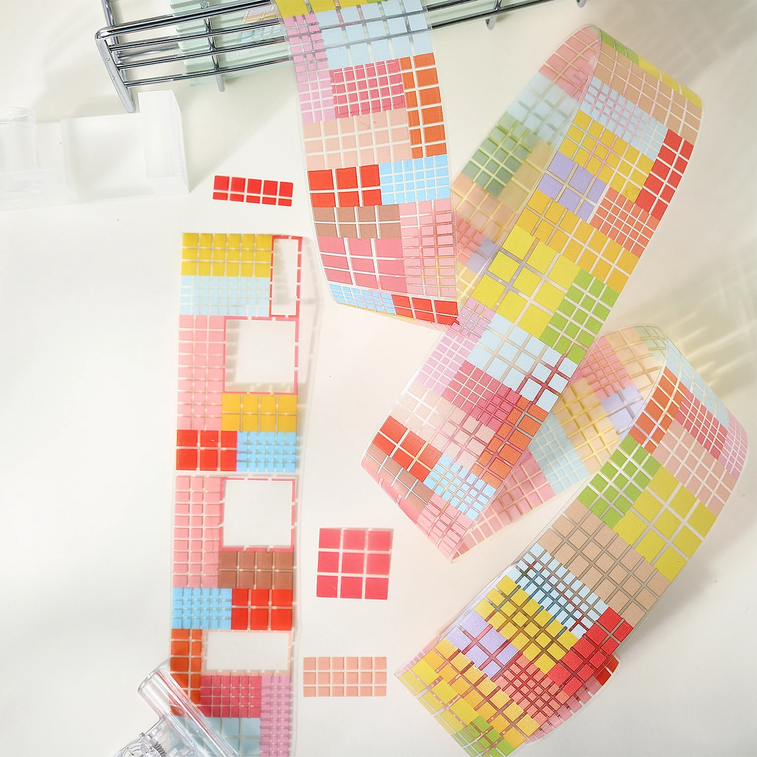 Small Square Series Vintage Mosaic Gird Landscape PET Tape Creative DIY Journal Material Collage Scrapbooking Stationery