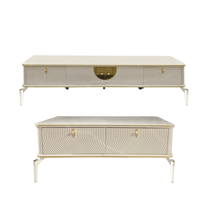 Modern White Wood Living Room Coffee Table Household Furniture Large Storage Drawer Luxury Wood Center Table