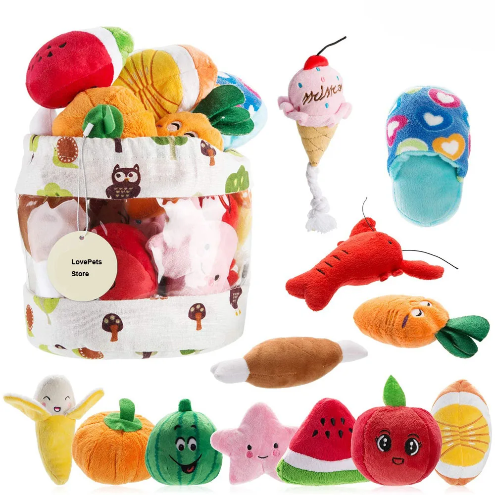 10/20/50 Pack Dog Squeaky Toys Plush Games Cute Plush Toys for Small Medium Dog Fleece Toys Wholesale