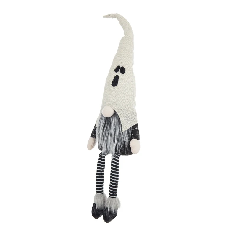 8.3x4x31.5 Fabric Sitting Gnome w/ White Ghost Hat, for Halloween Decor