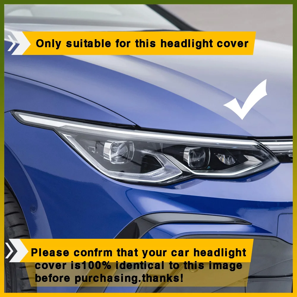 For Volkswagen VW Golf 8 MK8 R-Line GTI 2021 2022 2023 Headlight Lens Cover 1 Pair Clear Headlamp Shell Transparent Lampshade view 5
