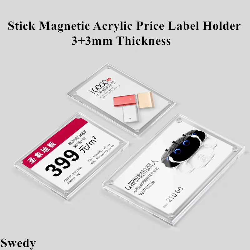 

6x9cm / 4x6cm Wall Mount Magnetic Shelf Stick Acrylic Sign Holder Ticket Name Holder Menu Holder Price Label Paper Card Holder