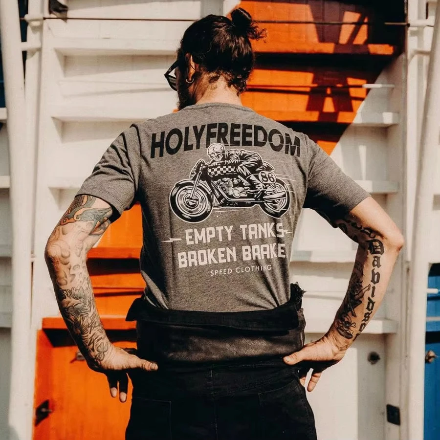 

Summer Fashion T-shirt HolyFreedom Ghost Rider Buy Summer Luxury Brand Cotton Men's and Women's T-shirt Motorcycle Short Sleeve