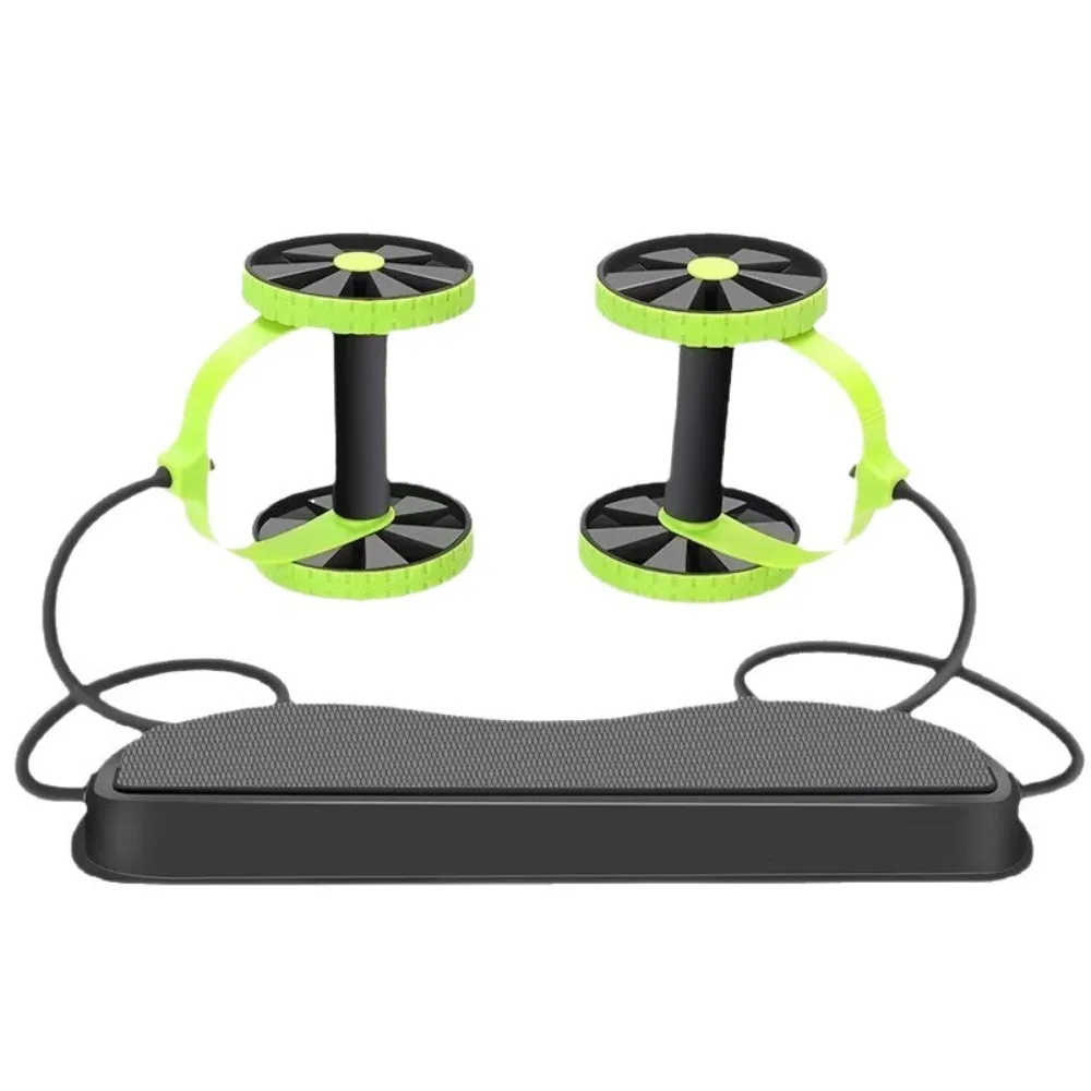 Double Roller Abdominal Muscle Trainer Knee Mat Pull Rope Ab Roller Anti-slip Adjustable Abdominal Wheel Body Shaping