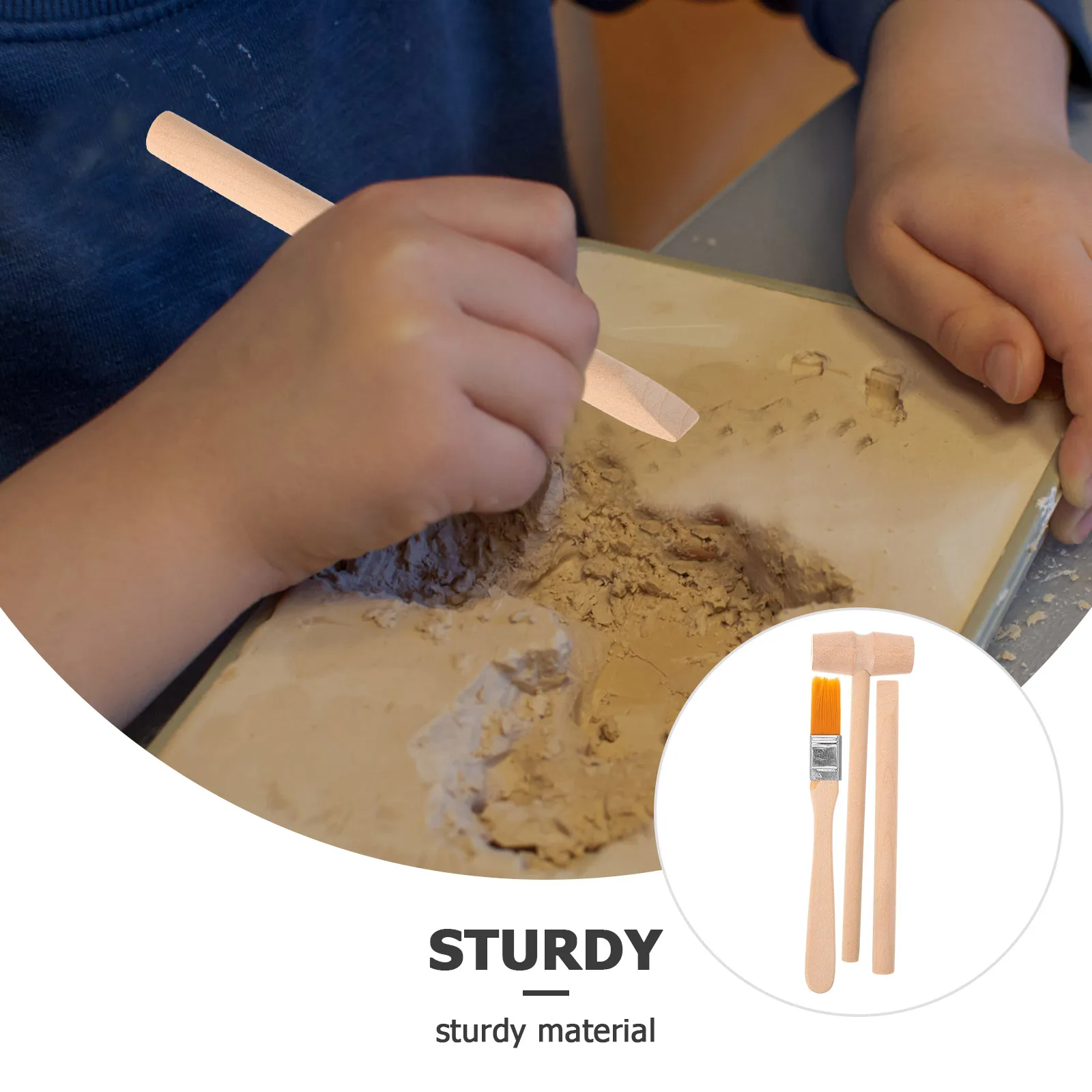 

3 set 3 Sets Digging Tool Toys Kids Excavation Hammer Chisel Brush Gemstone Educational Diy Toy Lightweight Creativity Children