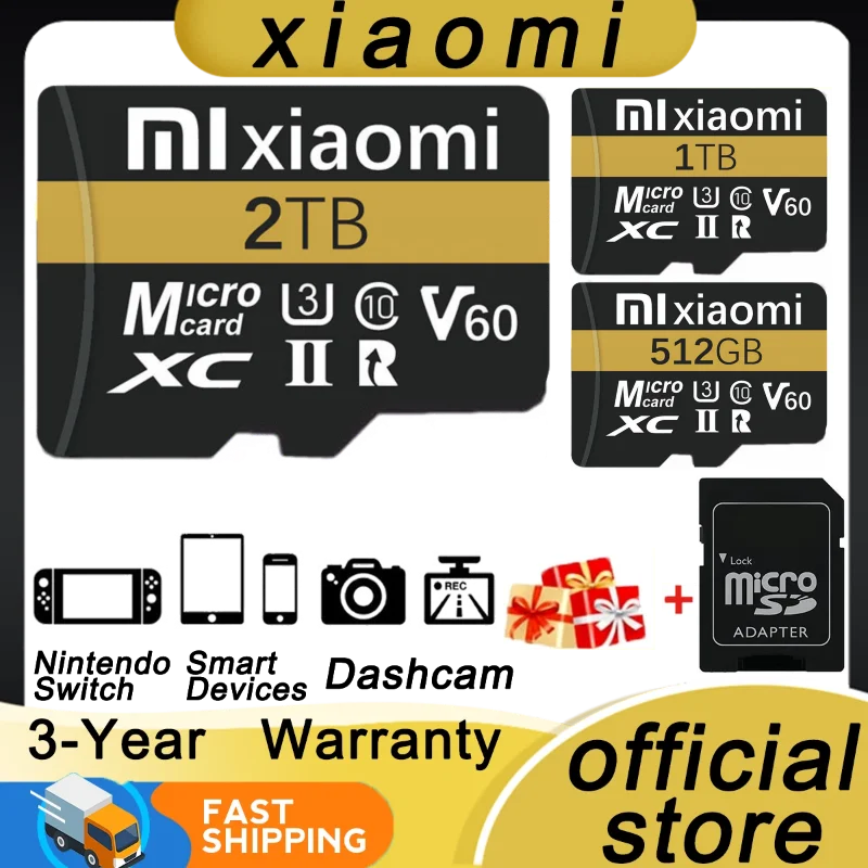 

XAIOMI 2TB Mini Memory Card 128GB Class 10 V30 TF Card 1TB SD Card 512GB High Speed Micro TF SD Card 256GB For Nintendo Switch