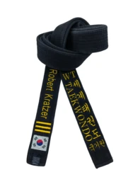 WTF Kukkiwon Taekwondo Black Belts Embroidery Width 5cm Cotton Thickened Sports Coach Waistband Customized Name Korean Engllsh
