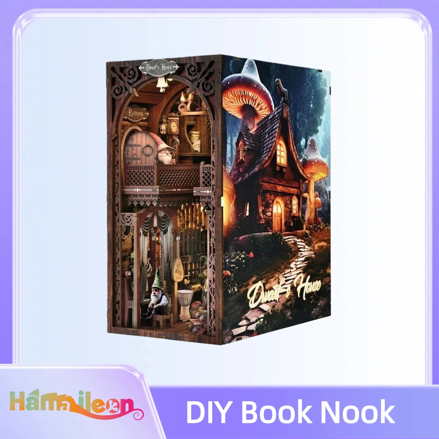 Hamaileon Craft,Gifts for Adults/Teens DIY Miniature Dollhouse Kit,3D Wooden Puzzle Bookshelf Decor Tiny House Mini Booknook