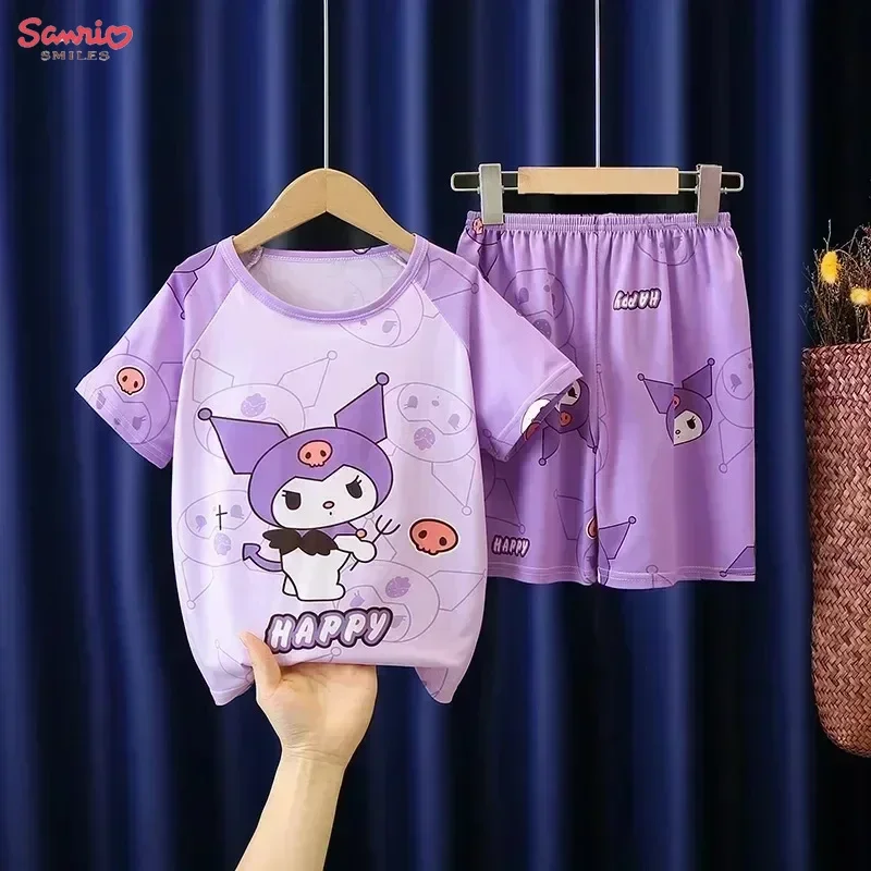 

Sanrio Kuromi Cinnamoroll Hello Kitty Children's Pajamas Kawaii Anime My Melody Baby Girl Sweet Cartoon Casual Thin Home Outfit