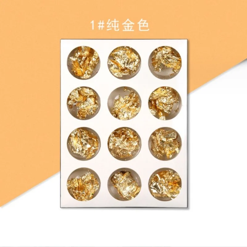 Nail stickers, nail decorations, gold and silver foil, a box of 12 nail DIY handmade decorations