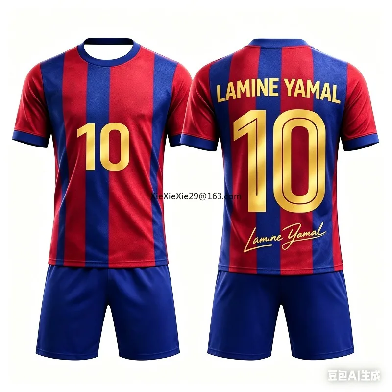 2026 Fashion New AI Yamal No.10 3D Breathable Football Summer Children's Adult T-shirt Shorts Loose Set Parent Child Clothing