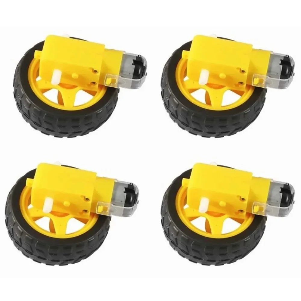 4 Sets Durable Ratio 1:48 TT Motor DC 3-6V Dual Shaft Tire Wheel Kit 200RPM Gearbox Motors for Smart Car Robot