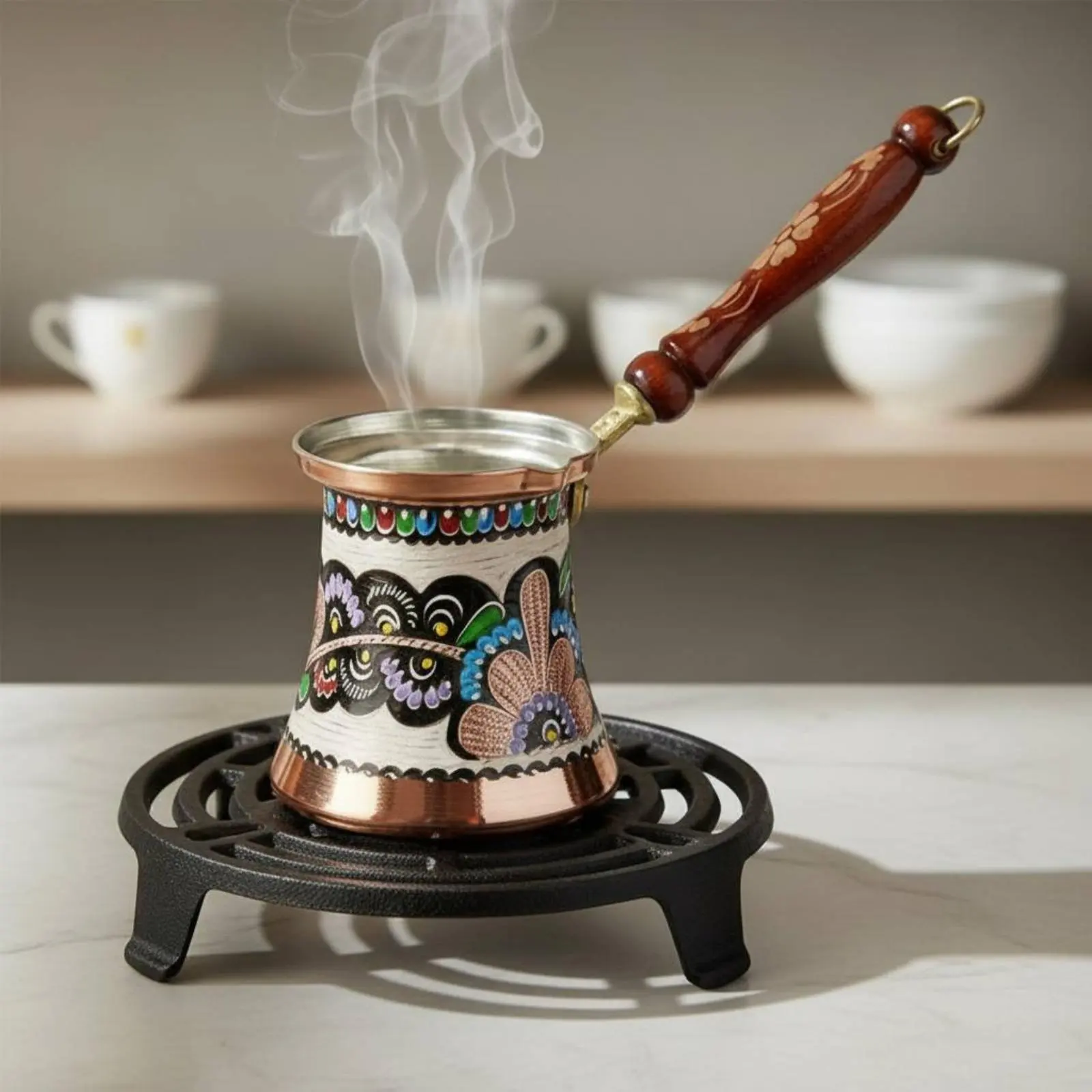 

Медная кофейница для турецкого кофе (цезва, ибрик, брики) для домашнего декора