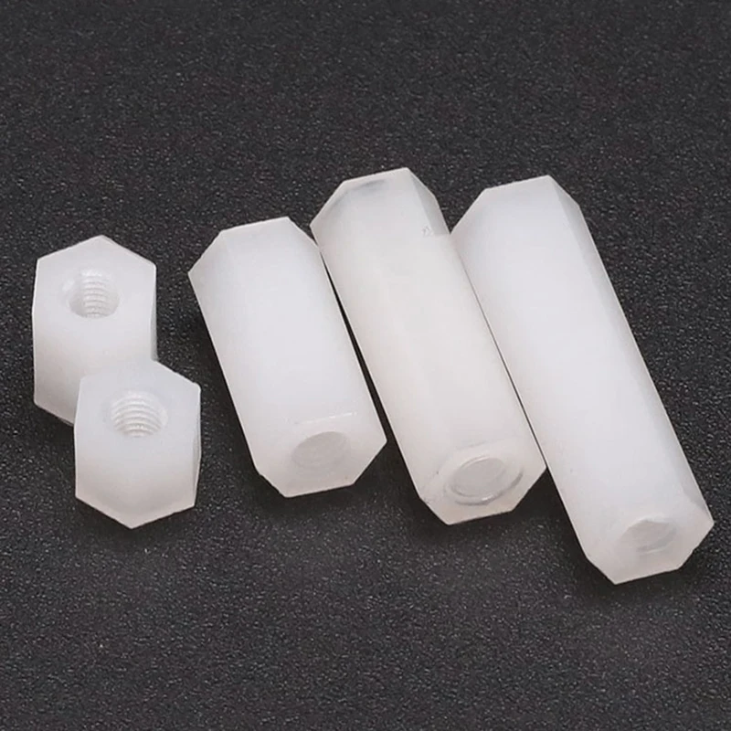 50pcs M4X30mm Nylon Hexagonal Pillar Nut Tapped Spacer