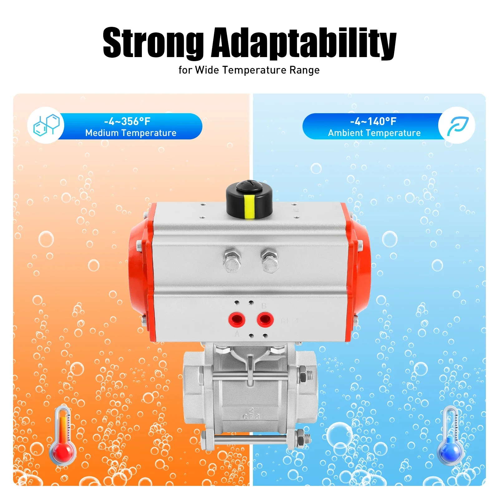 Dual-Acting Pneumatic Ball Valve, Quick Response, Compact Design, Wide Temperature Range, Easy Installation, Industrial Grade