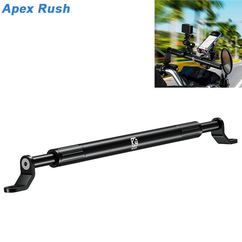 Apex Rush Length Adjustable Extender Bar For Motorcycle Scooter ATV Installable Phone Holder Water Cup Spotlight Camera Mount