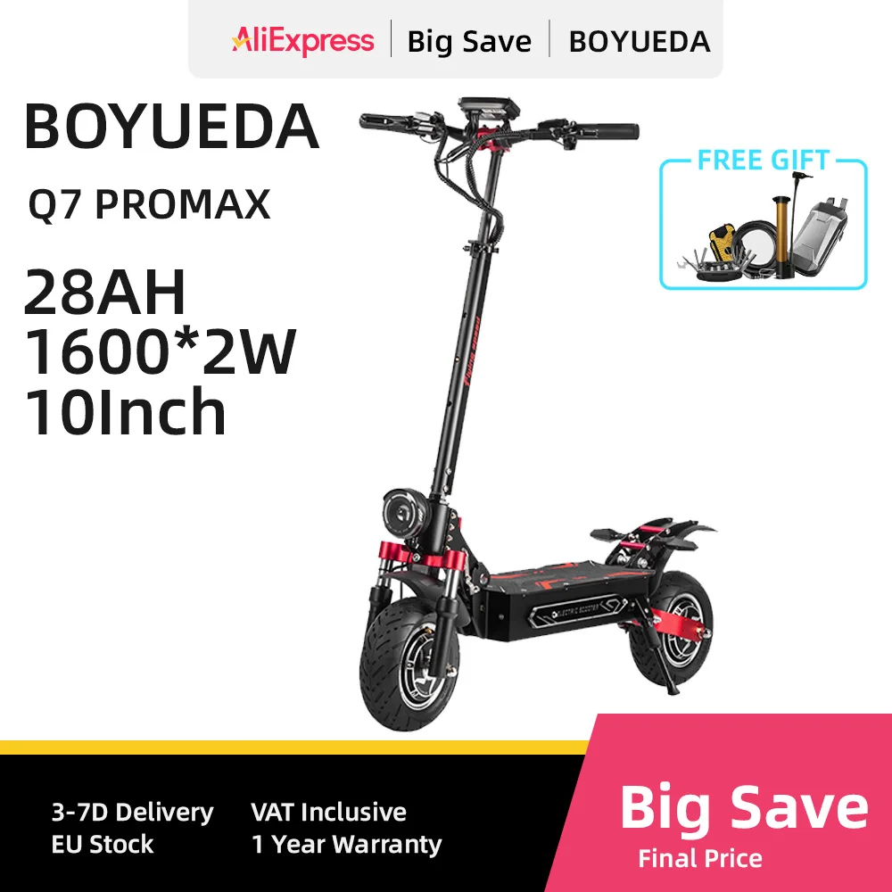 BOYUEDA Q7Pro Max E-Scooter 1600W * 2 Doppio Motore 52V28AH Batteria NFC Attivato App di Controllo