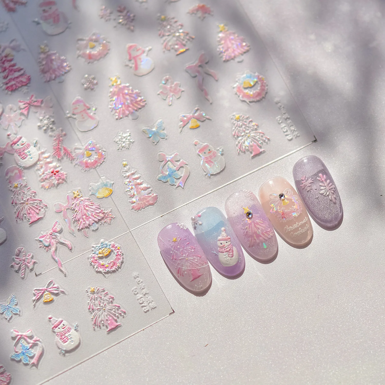 Pink Christmas Nail Art Stickers Shell Light Stickers