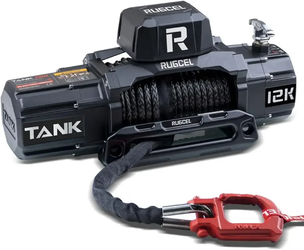 

New Waterproof Electric Synthetic Rope Winch 12V with Hawse Fairlead,2 in 1 Infrared Remote Control