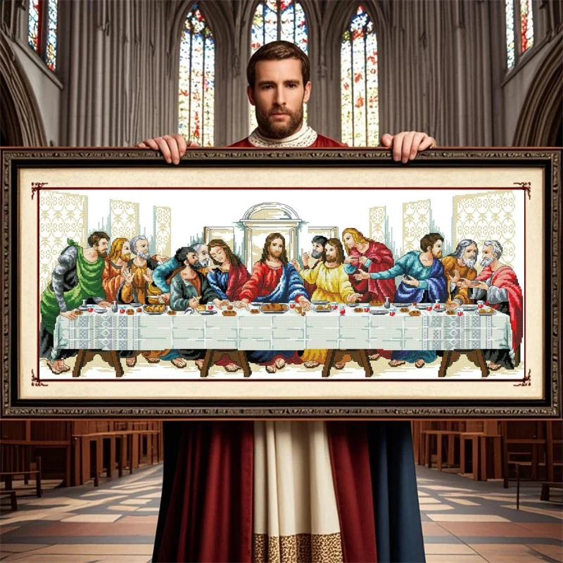 

2026 New Style DIY Needlework Handmade Cross Stitch kit Set Embroidery Printed Cross-Stitch Last Supper Gift For Home Decoration
