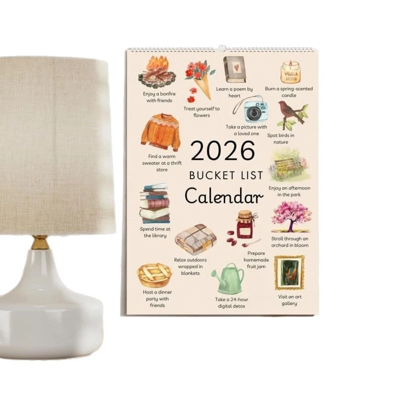 2026 Elenco dei secchi Calendario Appeso a parete Planner Inspirational Goal Tracker per donne Coppie Adolescenti Home Office Regalo di Capodanno