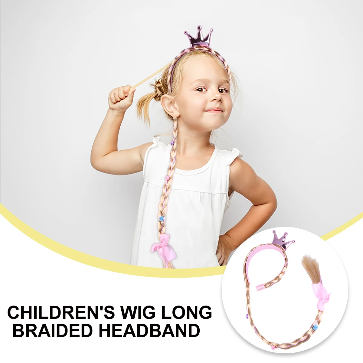 

1Pcs Princess Crown Hairband Fake Plait Colorful Fashionable Hair Accessory for Party Stage Performance Festival Gift for