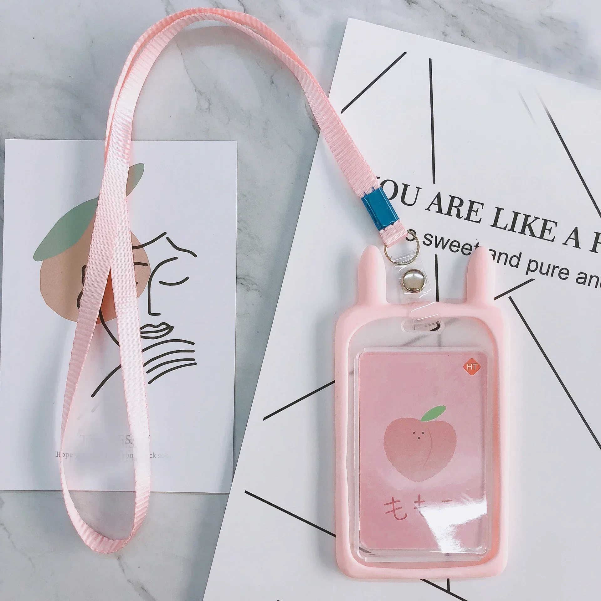 High Quality ID Credit Card Holder Cute Cartoon Silicone Bus Card Case Neck Strap with Lanyard Badge Holder Kids Christmas Gifts