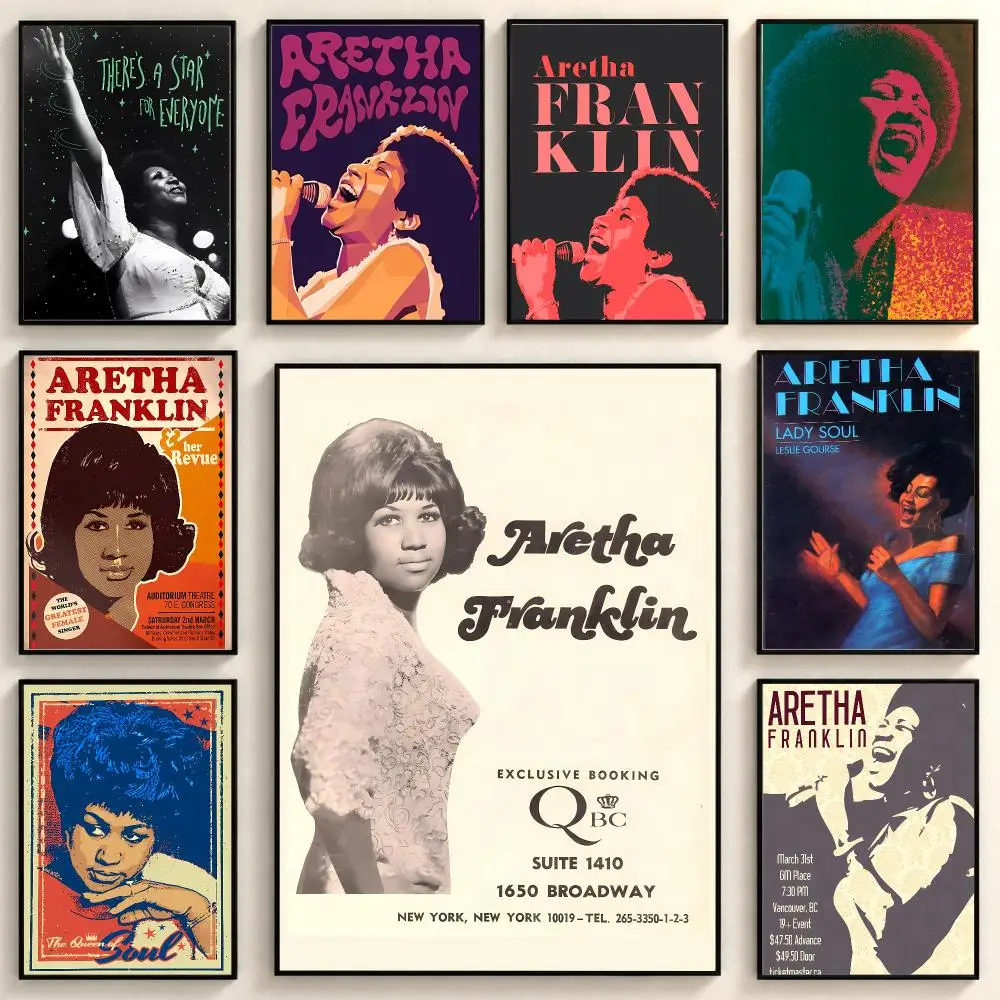 Powerful Timeless Artist A-Aretha Franklin Poster Peel And Stick PP Series HD Frameless Wall Indoor Decor Gift