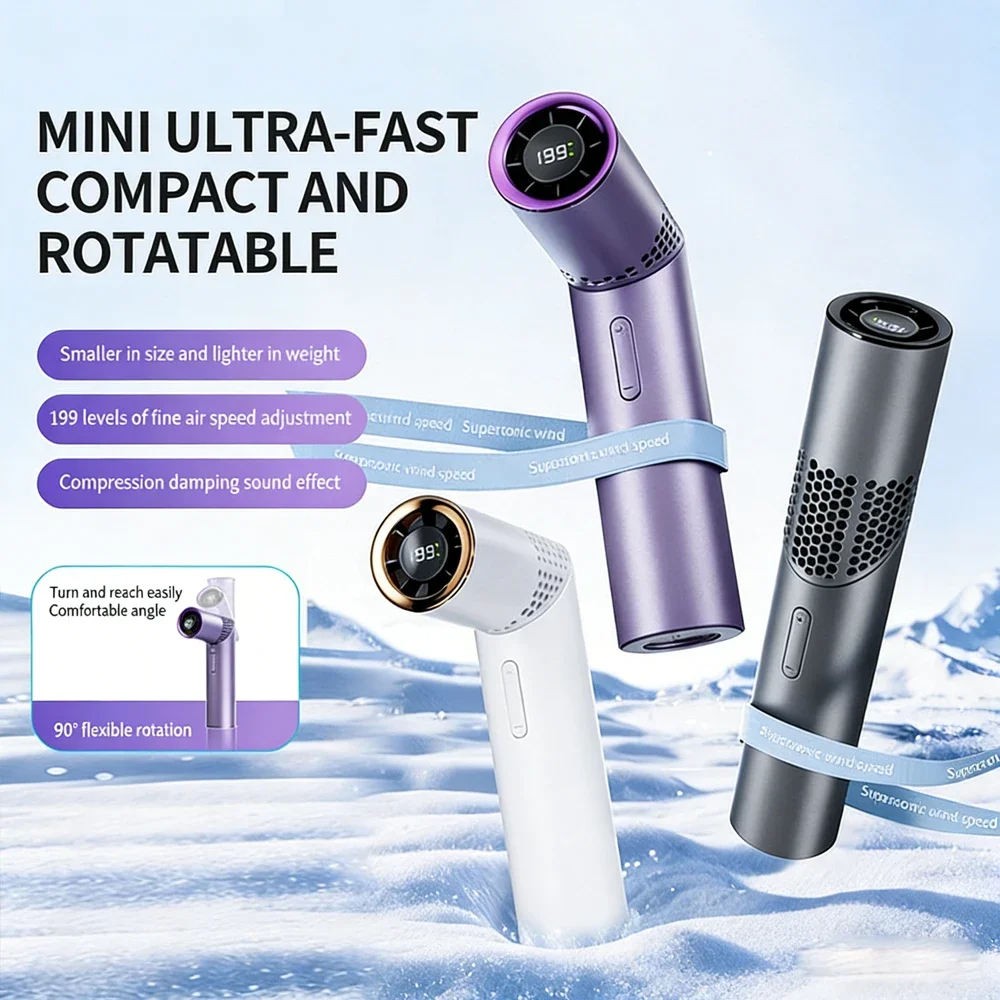 Mini High-speed Neck Hanging Fan Foldable Handheld Small Fan Outdoor Built-in 3000 mAh Battery Portable Rechargable Lipstick Fan