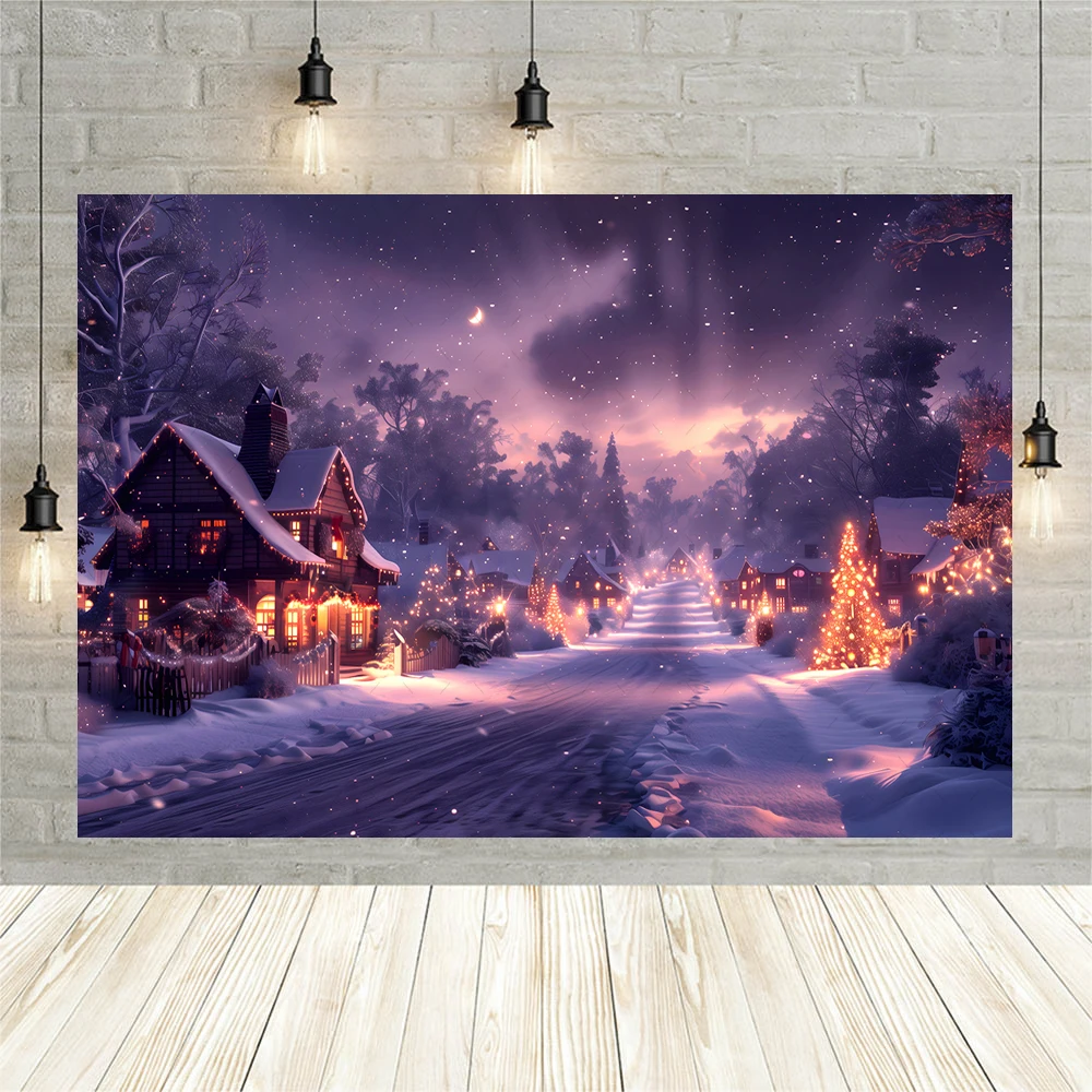 Christmas Snow View Town Winter Village Kids Baby Gifts Family Party Backdrop Custom Kid Room Photo Poster Decor Wall Background