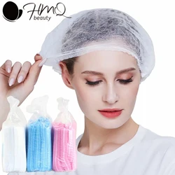 10/20/50pcs Disposable Non Woven Makeup Hat Elastic Head Cover Sterile Eyelashes Extension SPA Hair Salon Hat Bathroom Supplies